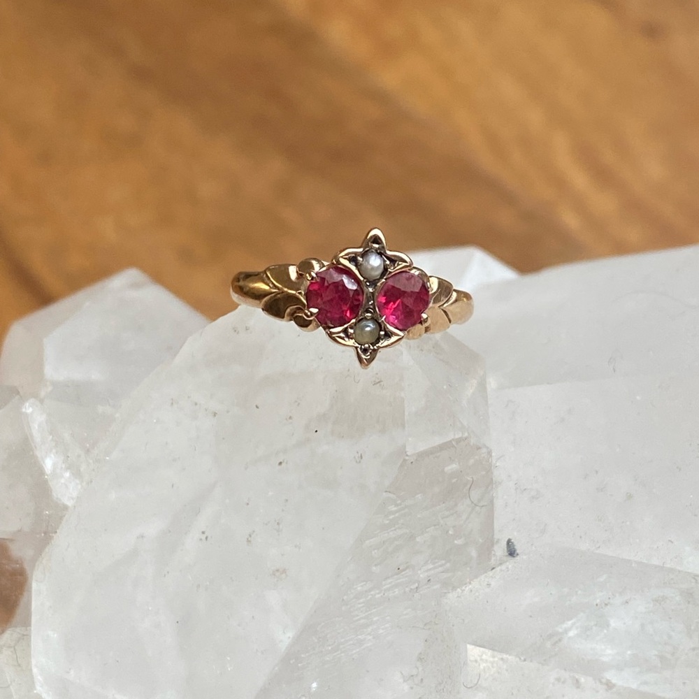 Size 3 Gold banded Ruby ring